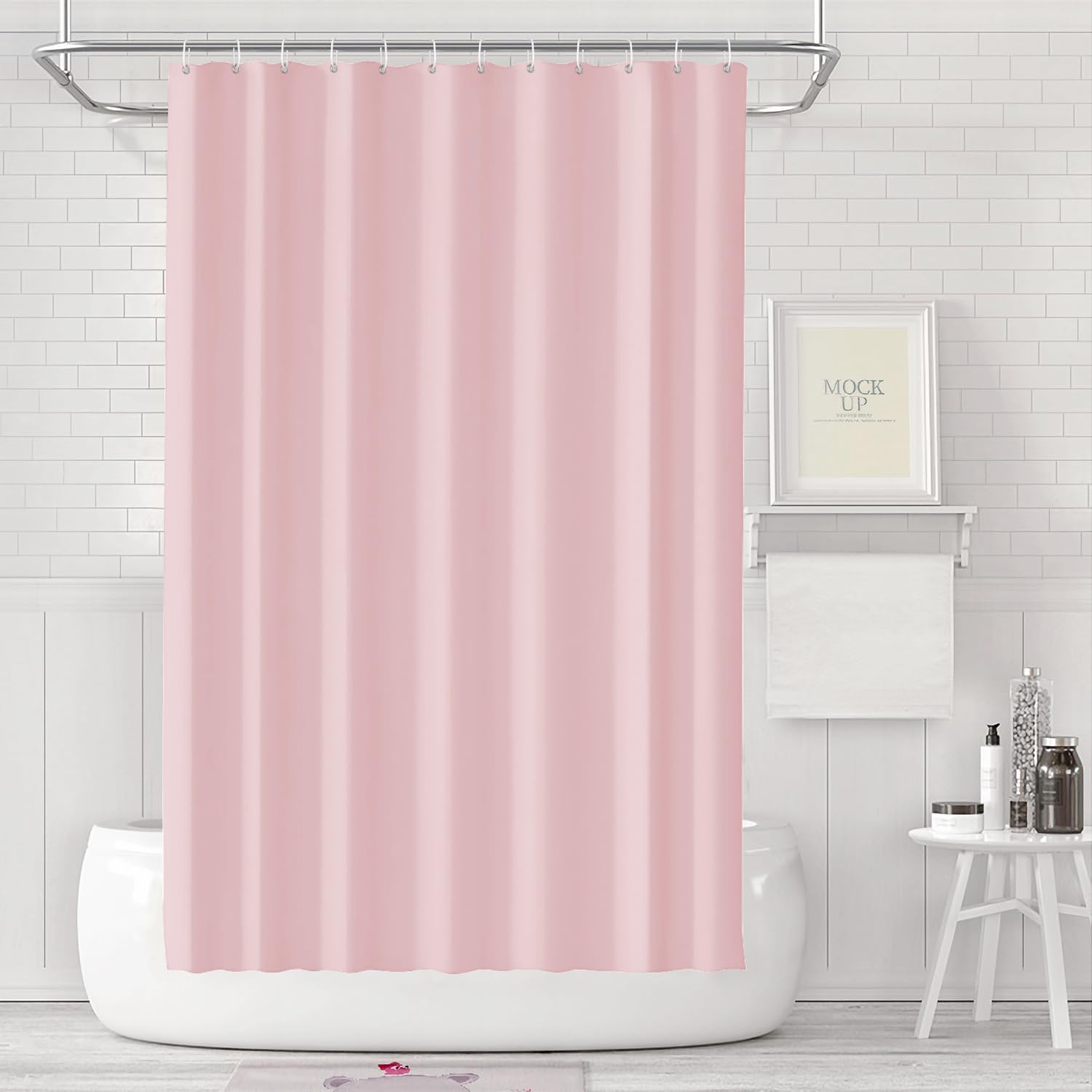 Duschvorhang, 180 X 180 Cm, Schimmelresistent, Wasserdicht, Waschbar, Peva-duschvorhang Mit 12 Ringen, Rosa