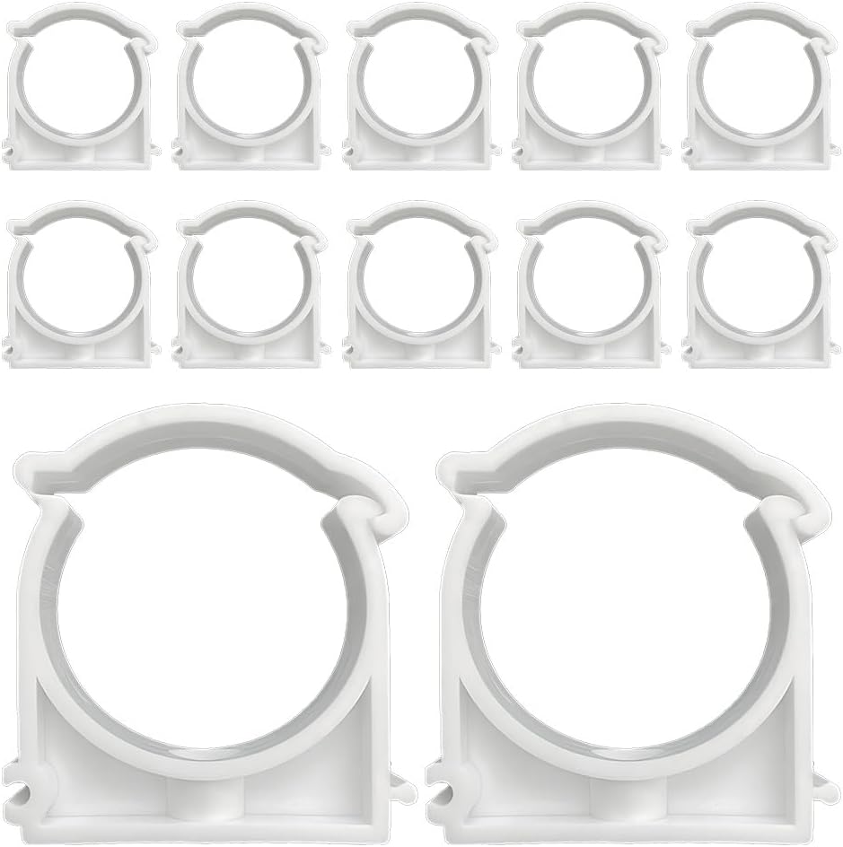 Packung Mit 12 Weißen Schlauchschellen Für Rohre, Weiß 40 Mm Innendurchmesser, Langlebig, Ringverschluss, Einfache Montage, Sichere Befestigung, Geeignet Für Industrielle Anwendungen