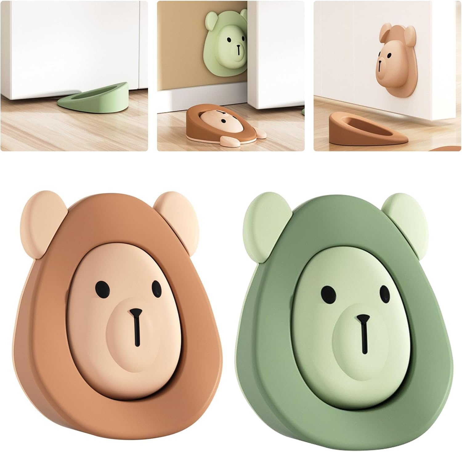 Set Mit 2 Türkeilen Aus Kunststoff Und Gummi Türstopper Mit Selbstklebender Unterseite, Platzsparend Verstaubar