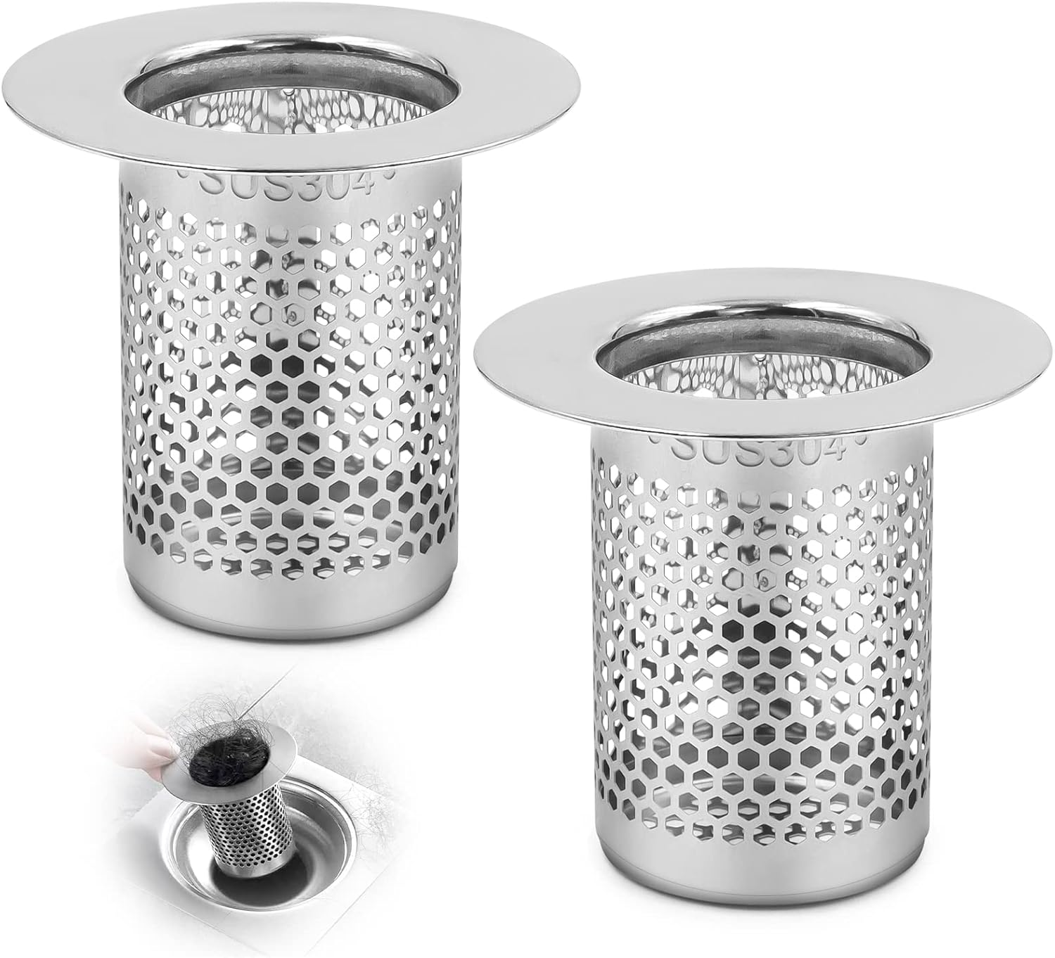 Duschablauffilter, 5 Cm Abflusssieb Haarfilter Aus Edelstahl Für Badewanne Und Waschbecken, Geeignet Für Küche, Bad Und Bodenablauf