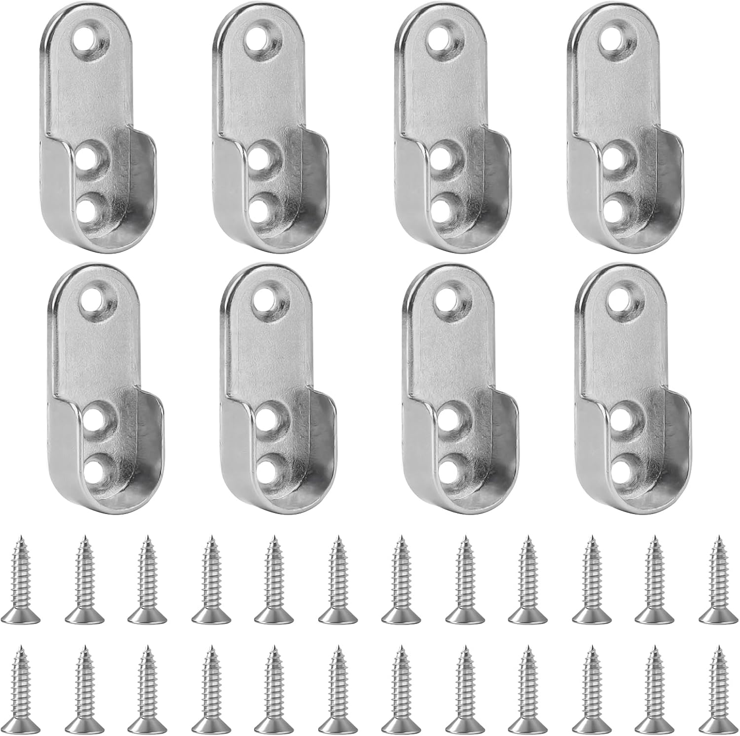 8-teiliges Kleiderstangen-befestigungsset Mit Schrauben Ovale Metall-gardinenstangenhalterung, Kleiderstangenhalterung Für Kleidung, Schrankstangen Und Schrankrohre