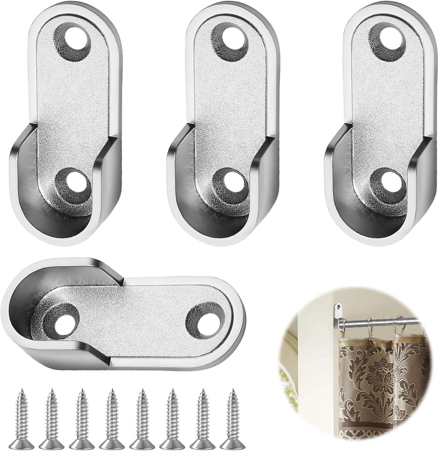4-teilige Kleiderstangenhalterung Aus Metall Mit Schrauben, Trägerrohrhalterung Für Kleiderstangen, Wandmontage Für Kleiderschrankaufbewahrung