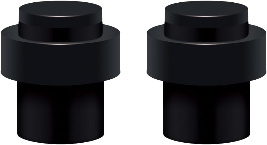 Set Mit 2 Türstoppern, 45 Mm Hoch, Türstopper Aus Edelstahl Mit Schrauben, Schwarzer Türstopper