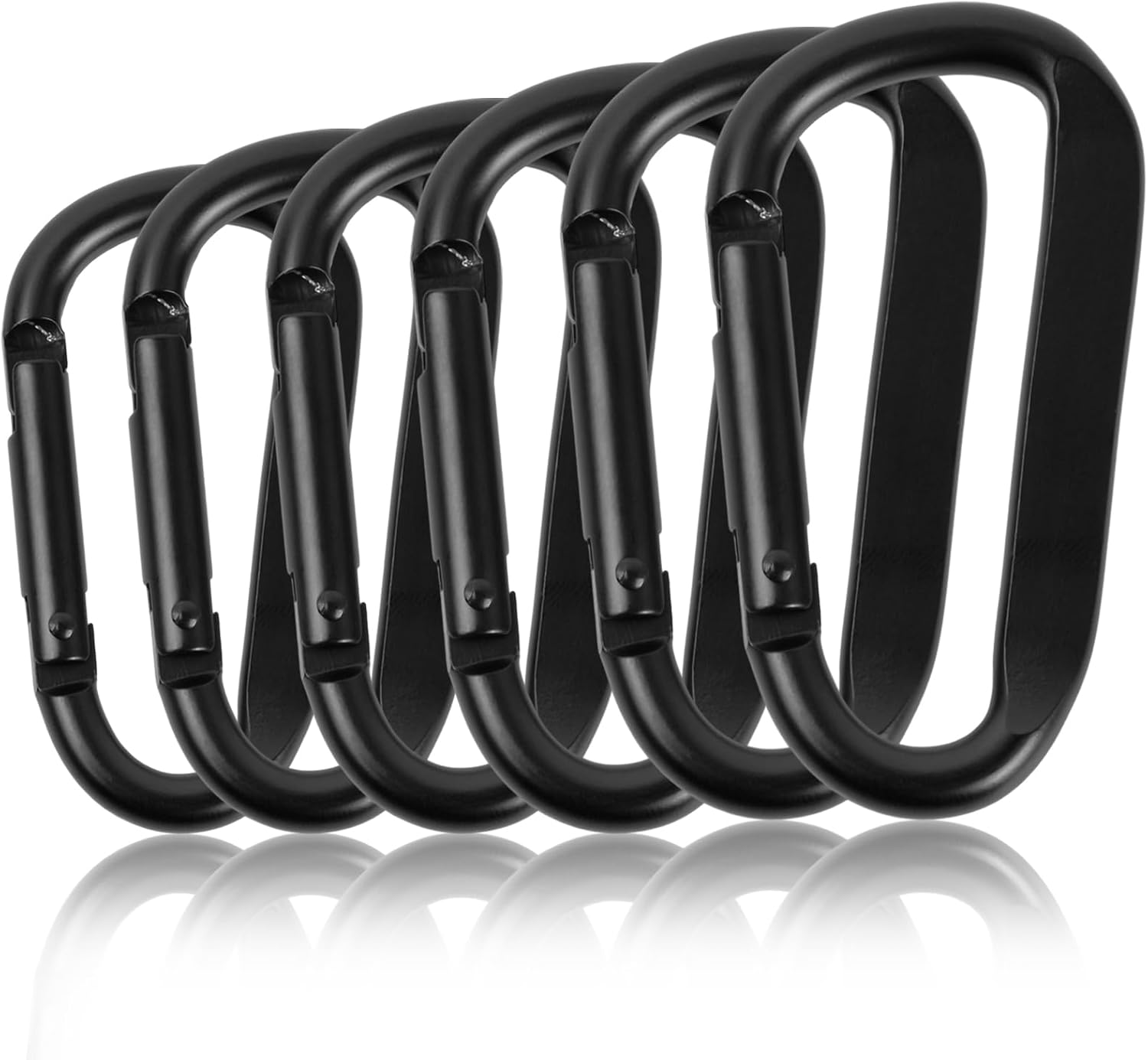 Ein Set Aus 6 Schwarzen Aluminium-karabinern, Geeignet Für Hängematten, Schlüsselanhänger, Camping, Angeln, Schaukeln Und Wanderzubehör