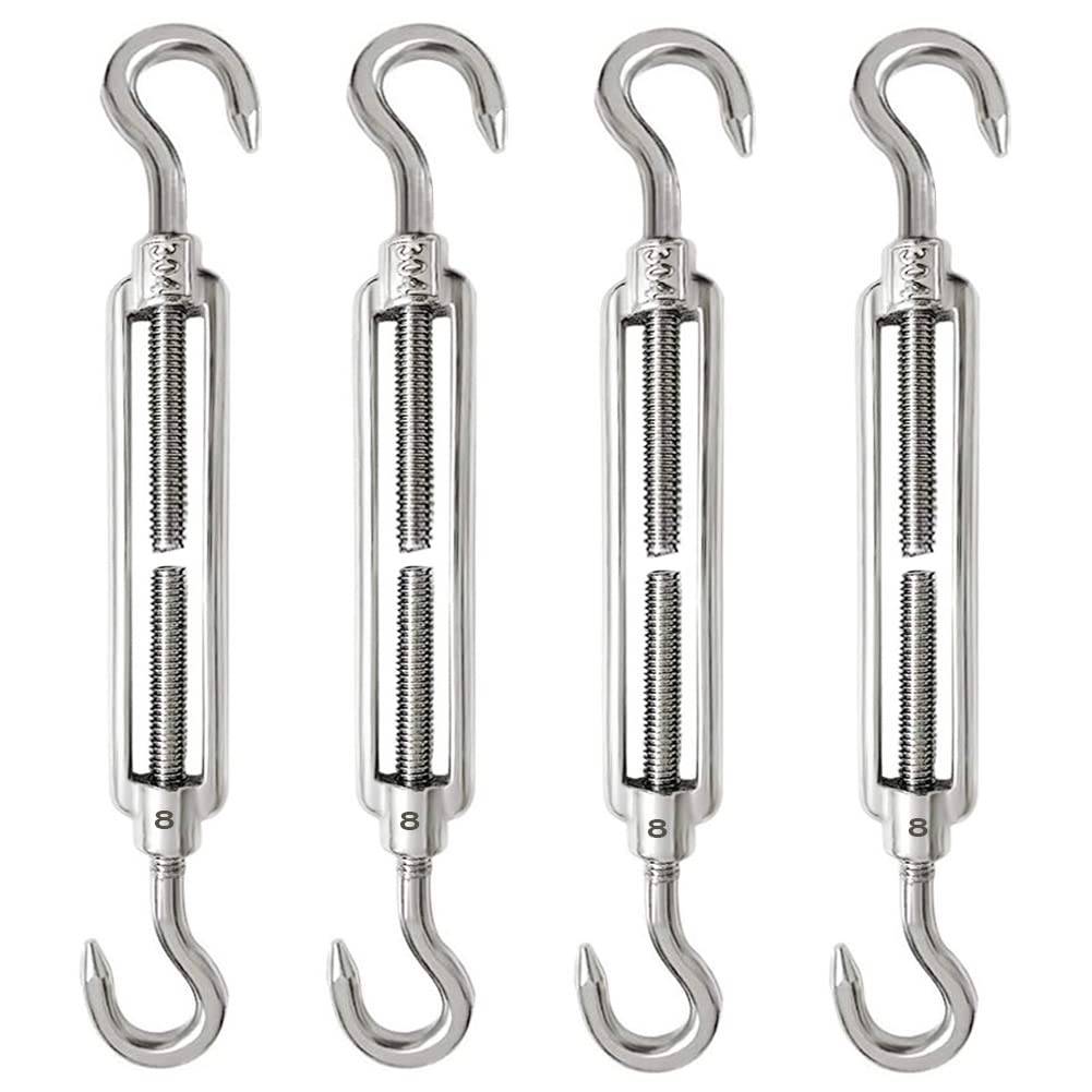 4-teiliges M8-kabelspannschloss-set, Verstellbarer Kabelspannschlosshaken Und Drahtspannhaken Aus Edelstahl 304 Für Stahlseile Und -kabel