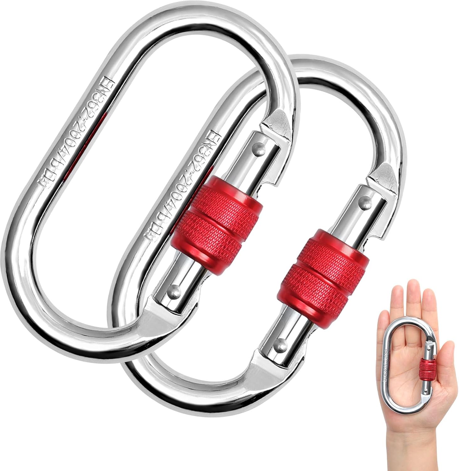 Set Aus Zwei Sicherheitskarabinern - Geeignet Für Hängematten, Schaukeln, Camping, Wandern, Luftring Usw