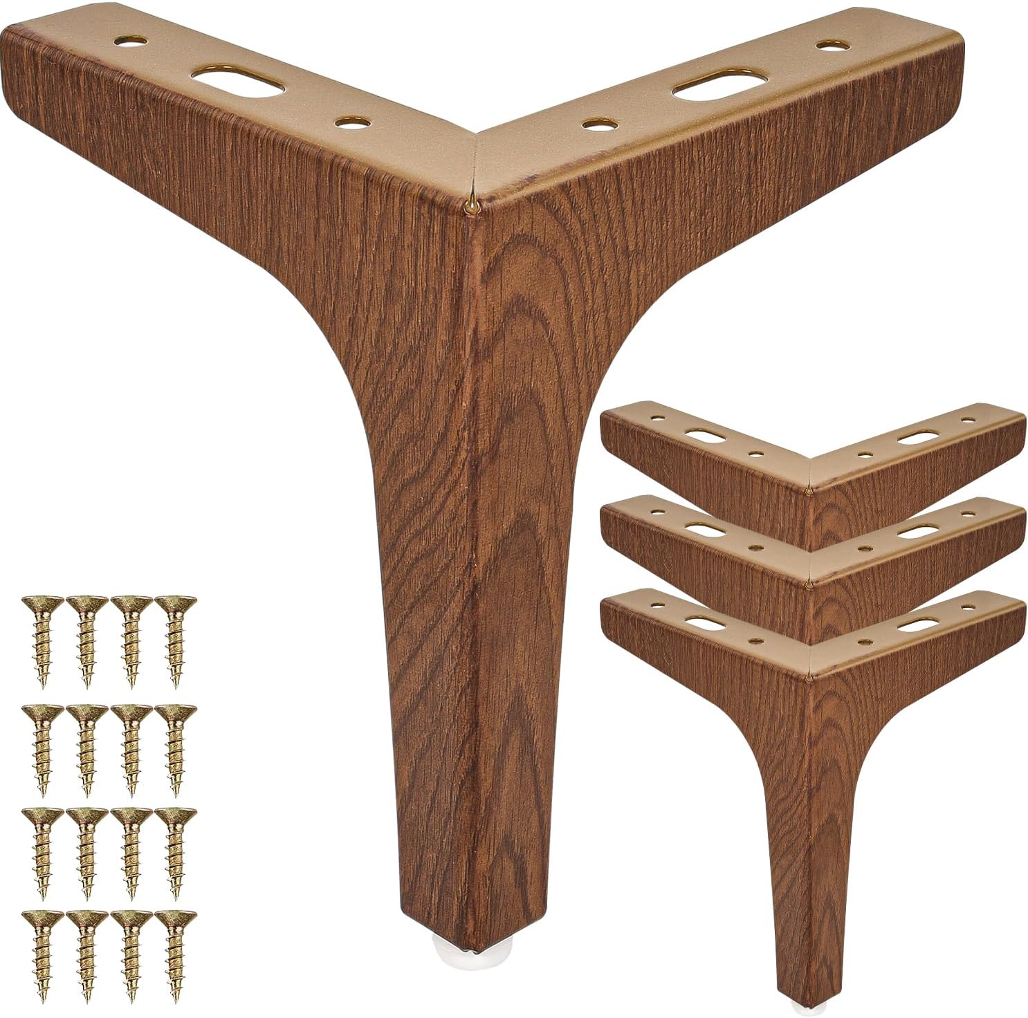 4er-set Metall-möbelfüße (10 Cm Hoch) In Walnuss – Dreieck-diamant-design Für Schränke, Sofas, Couches Und Regale Stabile Ersatzfüße Mit Schrauben Einfache Selbstmontage