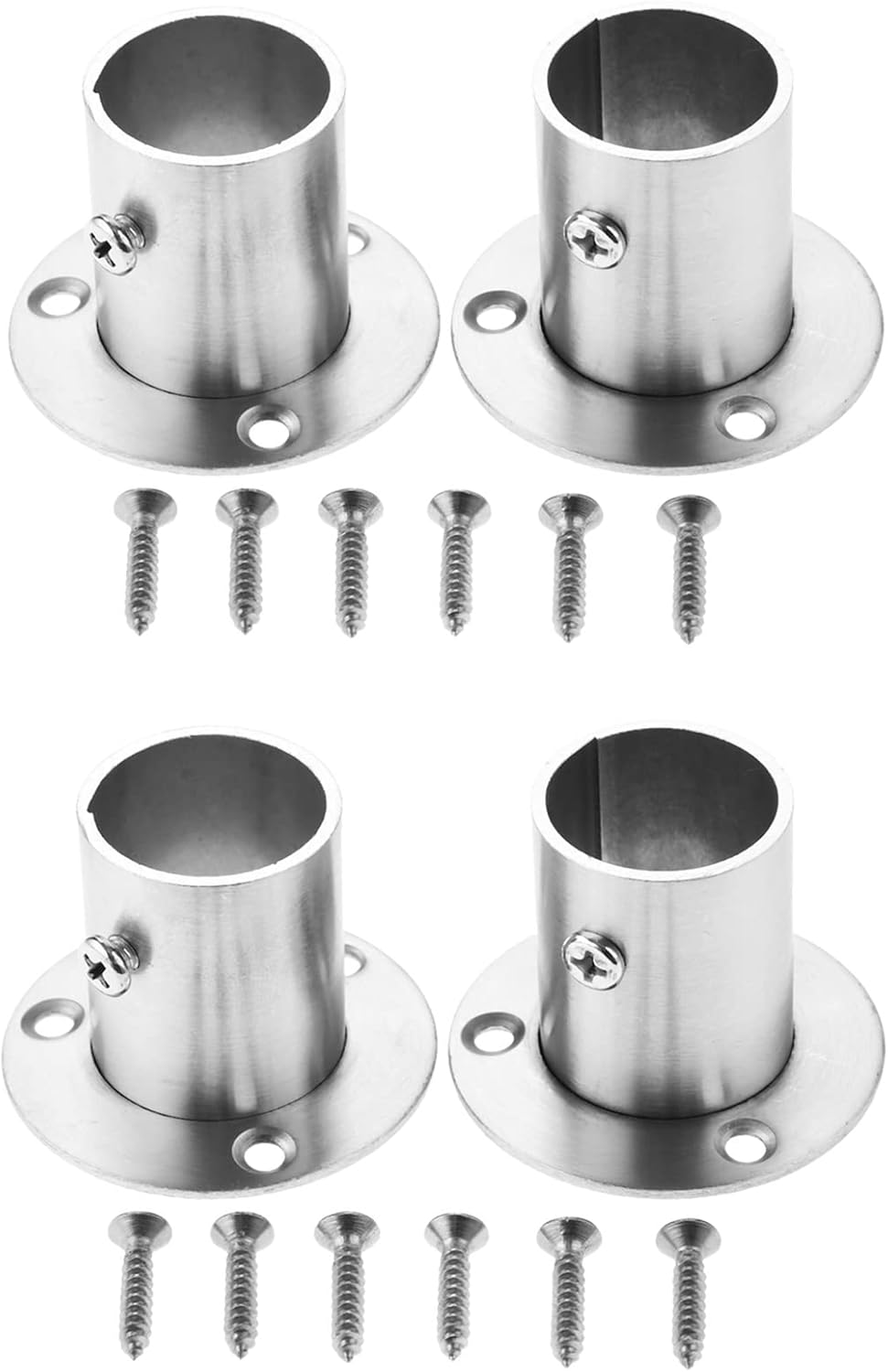 Set Mit 4 Edelstahl-kleiderstangenhalterungen (25 Mm), 1-zoll-rundrohr-befestigungswinkel, Stangenhalterungen Für Kleiderschränke, Garderoben, Gardinen Und Schminkstangen