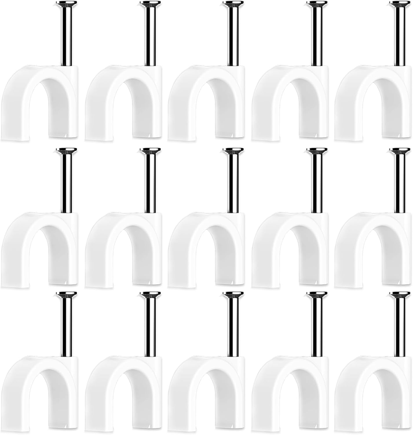 100 Stück Kabelklemmen (6 Mm) Kabelbinder, Wandkabelklemmen, Kabelclips Mit Stahlnagel Zur Kabelbefestigung, Weiß