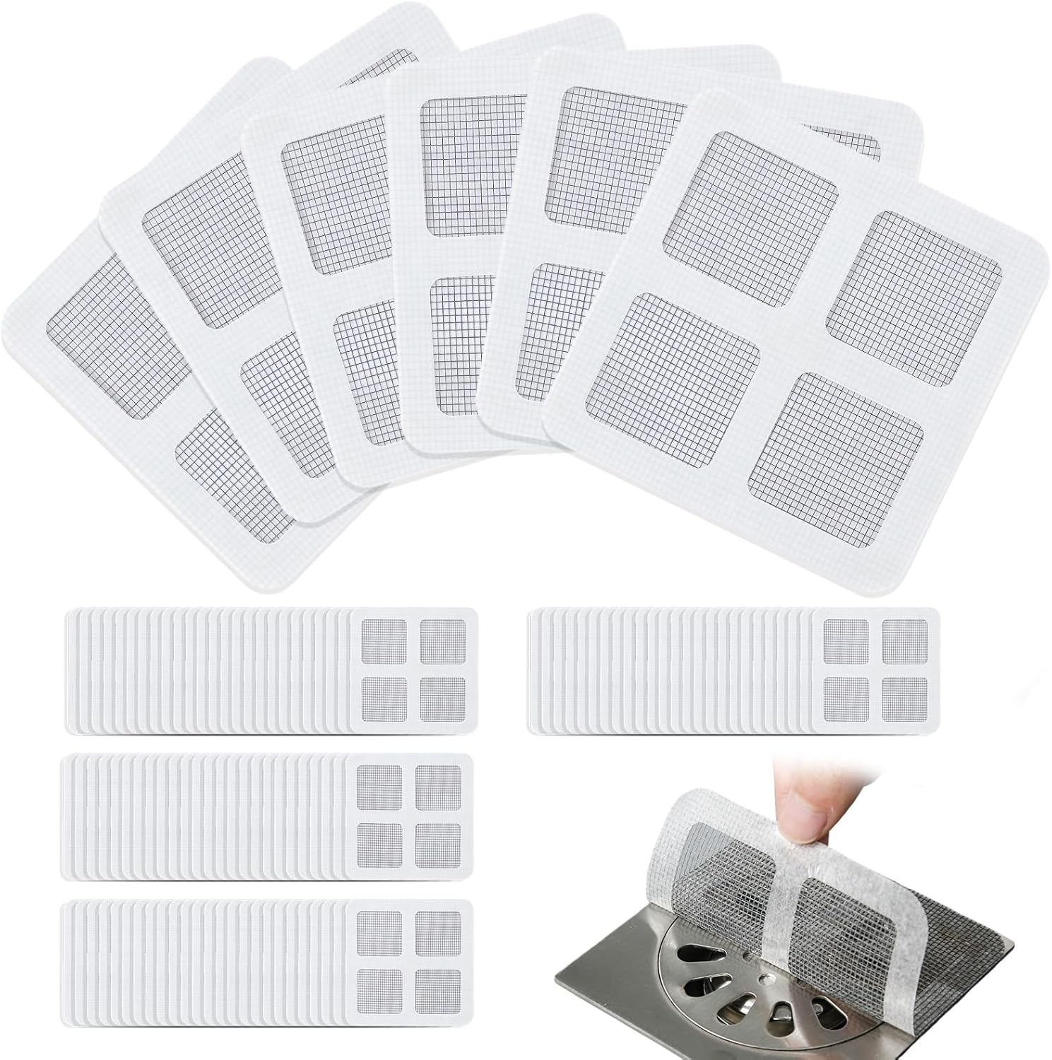100 Einweg-duschabfluss-aufkleber, 10 Cm X 10 Cm Haarfänger-netzgewebe-haarfilter Für Badezimmer- Und Küchenspüle