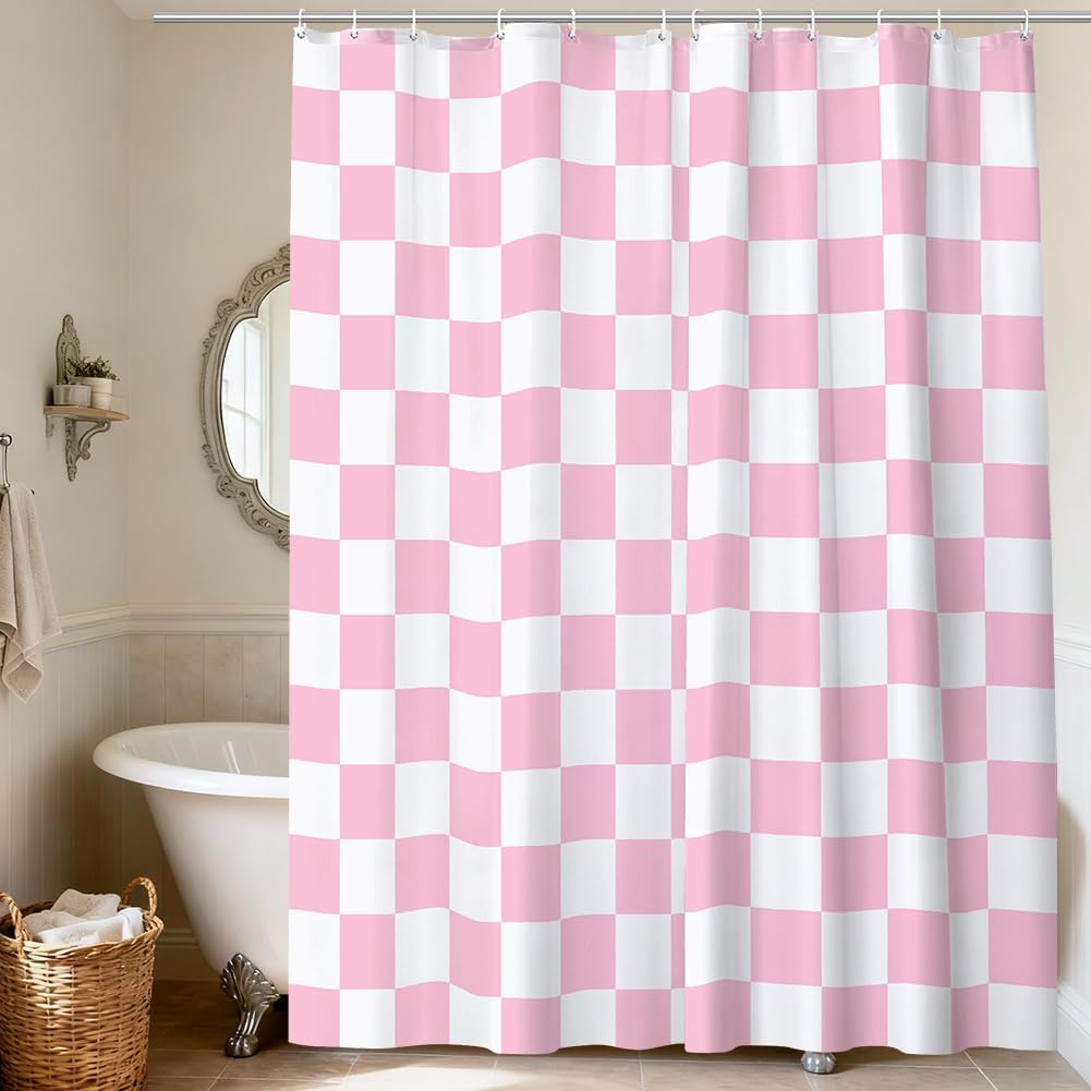 Duschvorhang, Wasserdicht Und Schimmelresistent, Mit 12 Haken, Badewannenvorhang, Maschinenwaschbar, 180 X 180 Cm (rosa)
