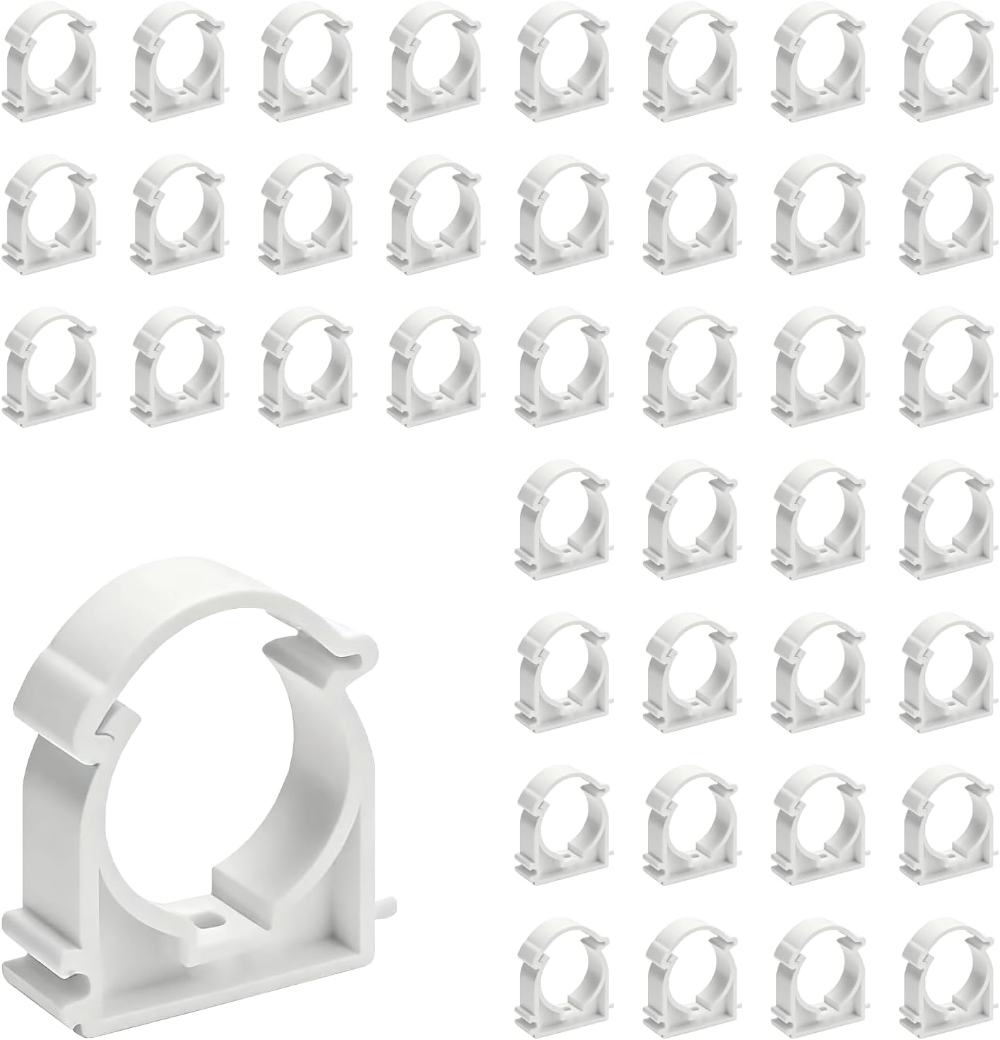 40 Kunststoff-schlauchschellen, Geeignet Für Ø16-rohre, U-förmige Pvc-schlauchschellen Zur Befestigung Von Leerrohren Und Wasserleitungen (weiß, Zur Wandmontage)