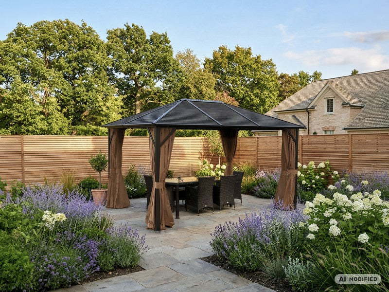 Pavillon San Luis Steel+ Mit Vorhängen Und Moskitonetz, 3x4m, Braun - Dancover