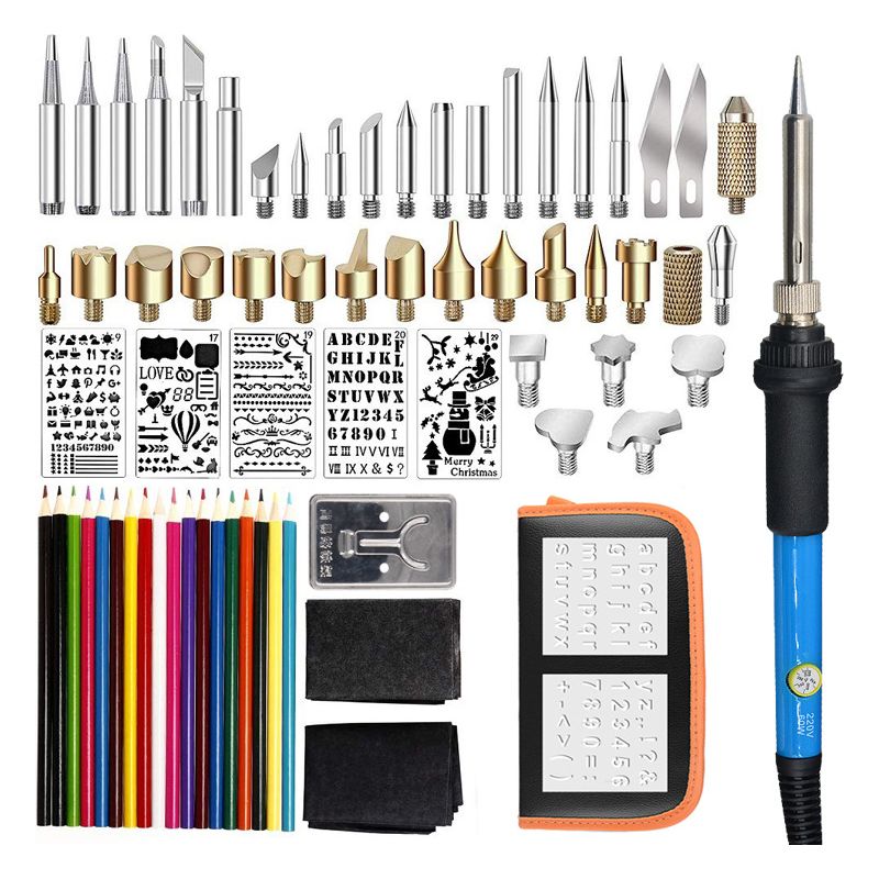 71-in-1-pyrographie-set – Einstellbare Temperatur 200–450 °c – 60 W Leistung – 40 Spitzen Für Hartholz Und Leder – Inklusive Metallständer – Denuotop