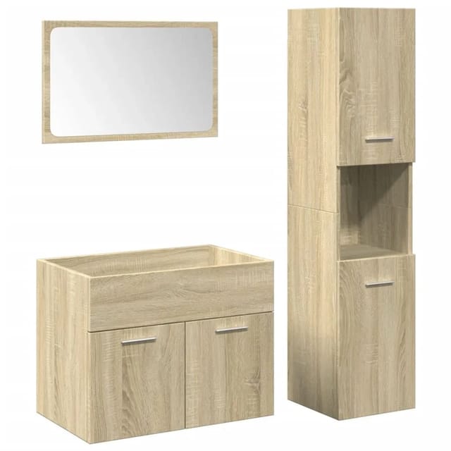 vidaXL 3-Tlg Badmöbel-Set Sonoma-Eiche Holzwerkstoff 3324993