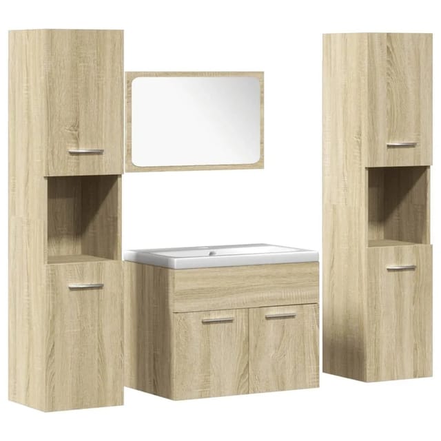 vidaXL 5-Tlg Badmöbel-Set Sonoma-Eiche Holzwerkstoff 3325011