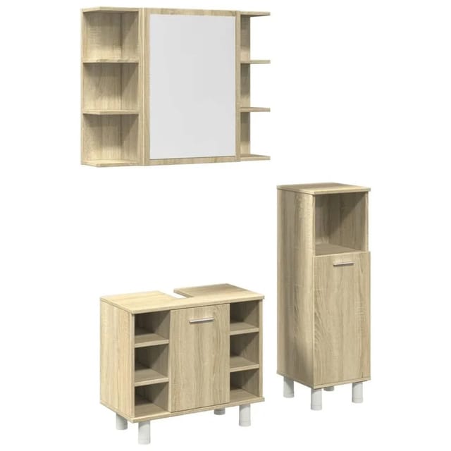 vidaXL 3-Tlg Badmöbel-Set Sonoma-Eiche Holzwerkstoff 3324975