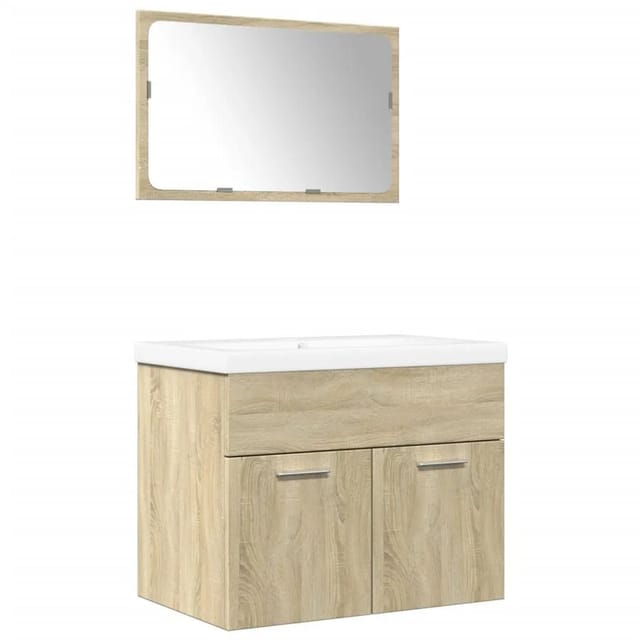 vidaXL 3-Tlg Badmöbel-Set Sonoma-Eiche Holzwerkstoff 3324987