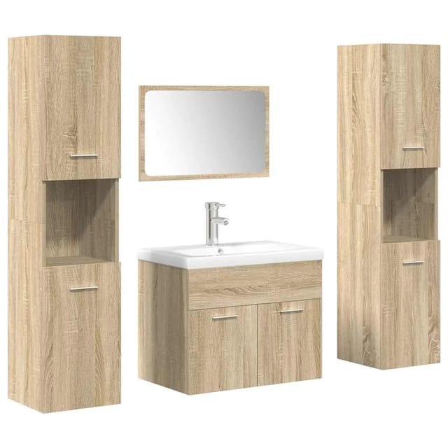 vidaXL 5-Tlg Badmöbel-Set Sonoma-Eiche Holzwerkstoff 3325030