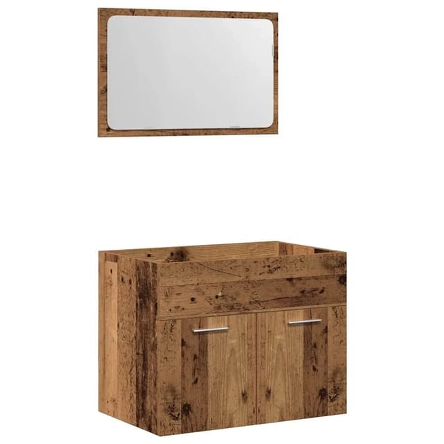 vidaXL 2-Tlg Badmöbel-Set Altholz-Optik Holzwerkstoff 862039