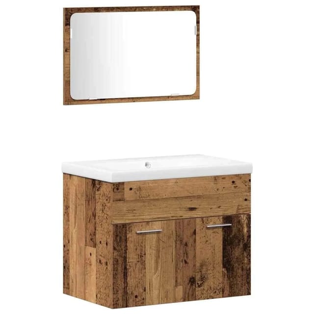 vidaXL Badezimmermöbel-Set Wandmontiert 3-Tlg Altholz Holzwerkstoff 3332540