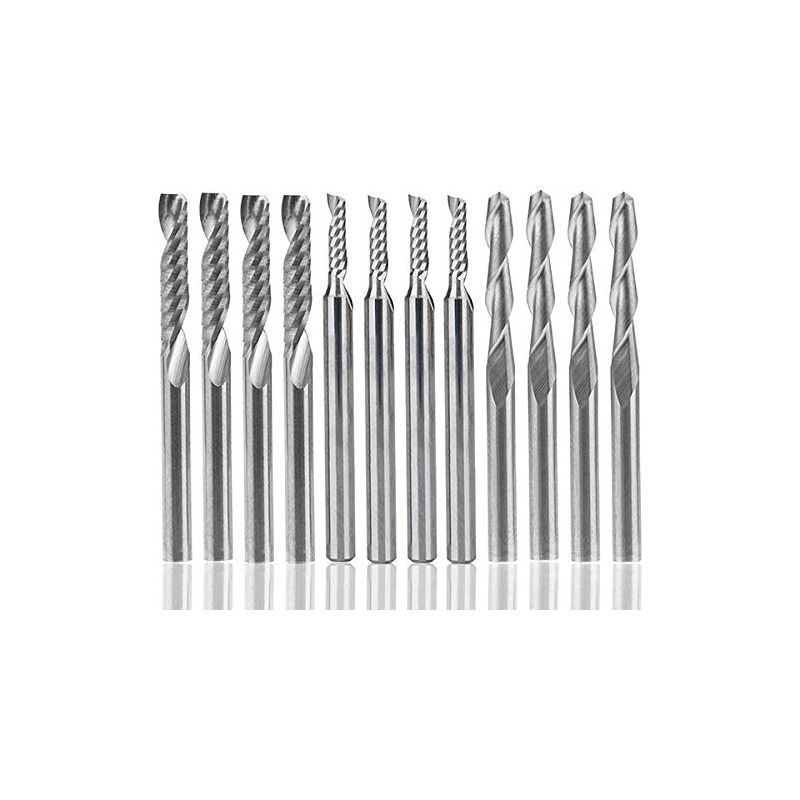 12-teiliges Set Hartmetall-fräser – Cnc-werkzeuge Für Nylon, Harz, Abs, Acryl Und Holz