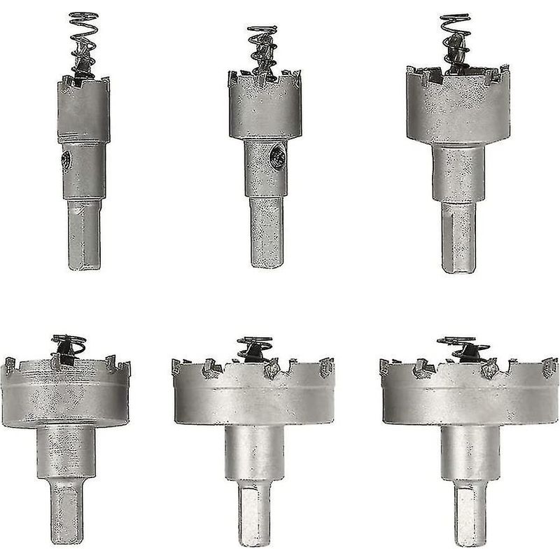 Metall-lochsägen-set, 6-teilig, Hartmetall-lochsägen, Edelstahl-lochsägen, Für Aluminium, Stahl, Eisen, Kupfer, Holz, 16 Mm, 22 Mm, 30 Mm, 40 Mm, 50 Mm, 60 Mm