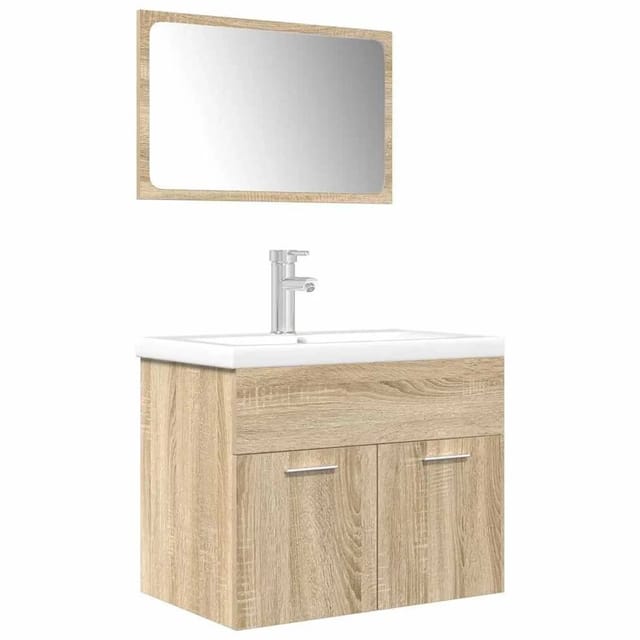 vidaXL 3-Tlg Badmöbel-Set Sonoma-Eiche Holzwerkstoff 3325018