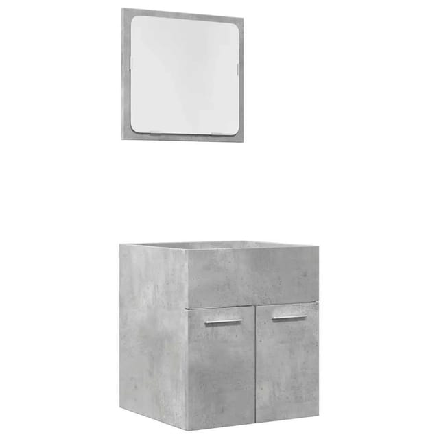 vidaXL 2-Tlg Badmöbel-Set Betongrau Holzwerkstoff 856368