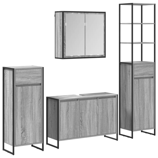 vidaXL Badezimmermöbel-Set mit Schubladen Graues Sonoma Holzwerkstoff 3403049