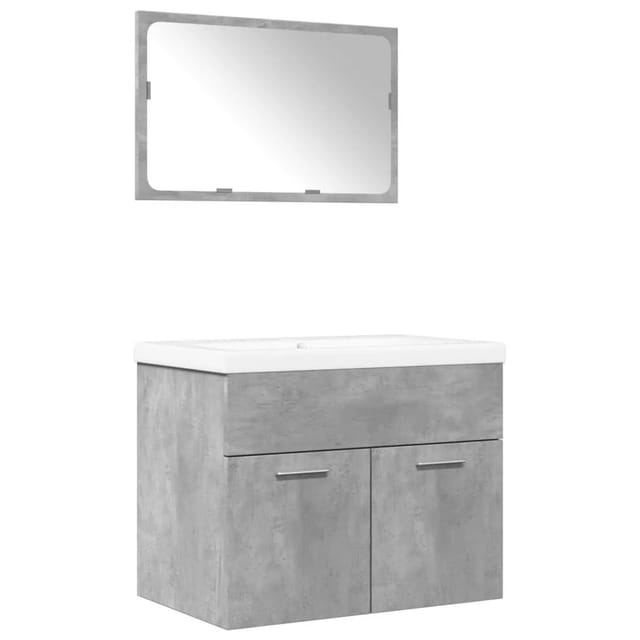 vidaXL 3-Tlg Badmöbel-Set Betongrau Holzwerkstoff 3324862