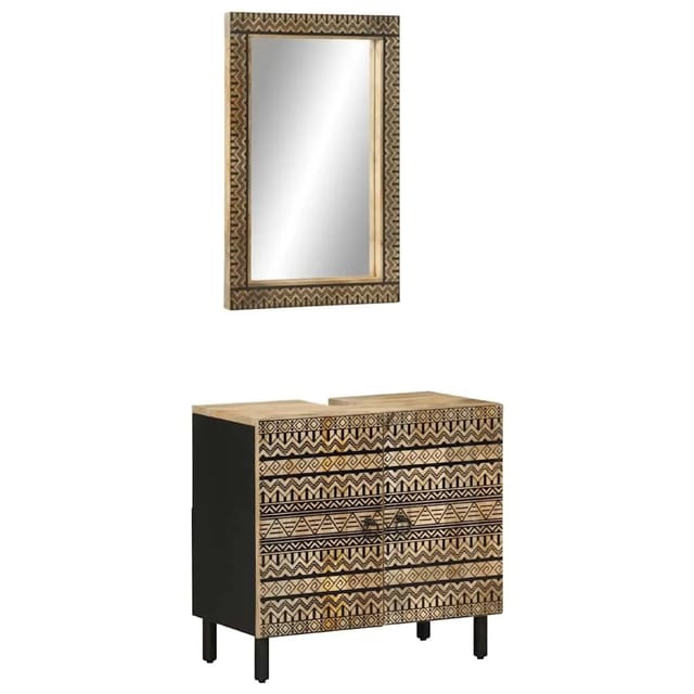 vidaXL 2-Tlg Badmöbel-Set Massivholz Mango 3310129
