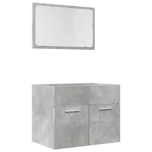 vidaXL 2-Tlg Badmöbel-Set Betongrau Holzwerkstoff 856373