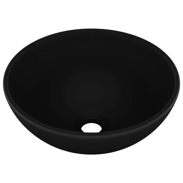 vidaXL Luxus-Waschbecken Rund Matt Schwarz 32,5x14 cm Keramik 146975