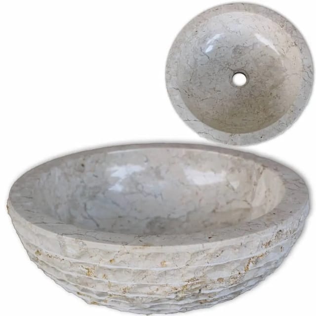 vidaXL Waschbecken Marmor 40 cm Creme 242673