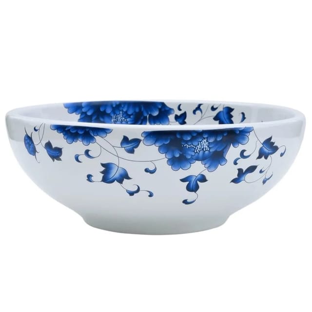 vidaXL Aufsatzwaschbecken Weiß und Blau Rund Ø41x14 cm Keramik 155048