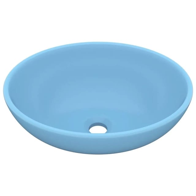 vidaXL Luxuriöses Ovales Waschbecken Matt Hellblau 40x33 cm Keramik 146923