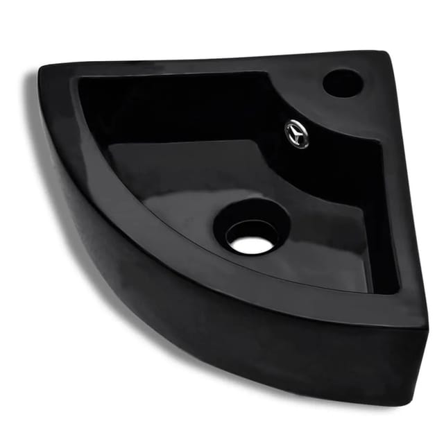 vidaXL Waschbecken mit Überlauf 45 x 32 x 12,5 cm Schwarz 141924