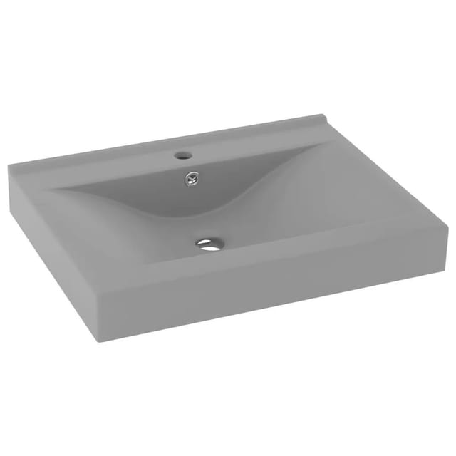 vidaXL Luxus-Waschbecken mit Hahnloch Matt-Hellgrau 60x46 cm Keramik 147026