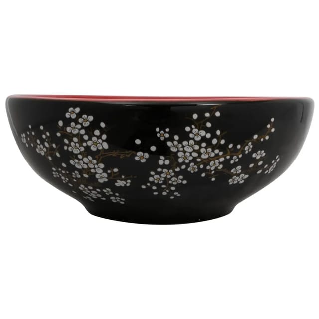 vidaXL Aufsatzwaschbecken Schwarz und Rot Rund Ø41x14 cm Keramik 155051