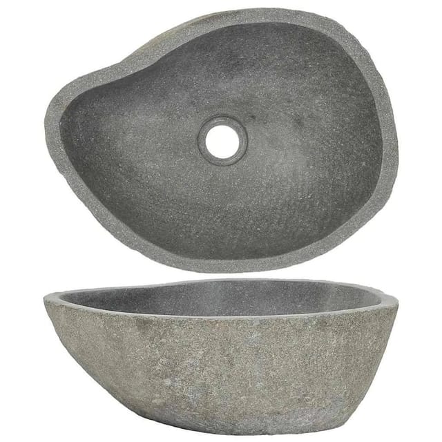 vidaXL Waschbecken Flussstein Oval 37-46 x 29-36 cm 242667