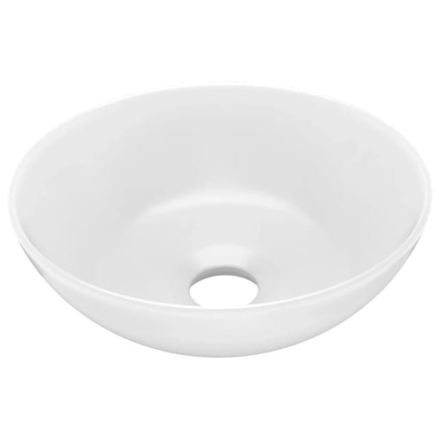 vidaXL Waschbecken Keramik MattWeiß Rund 146976