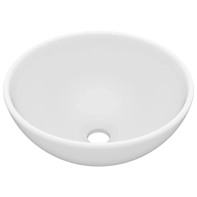 vidaXL Luxus-Waschbecken Rund Matt Weiß 32,5x14 cm Keramik 146965