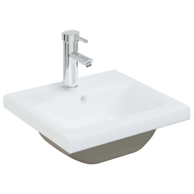 vidaXL Einbauwaschbecken mit Wasserhahn 42x39x18 cm Keramik Weiß 148623