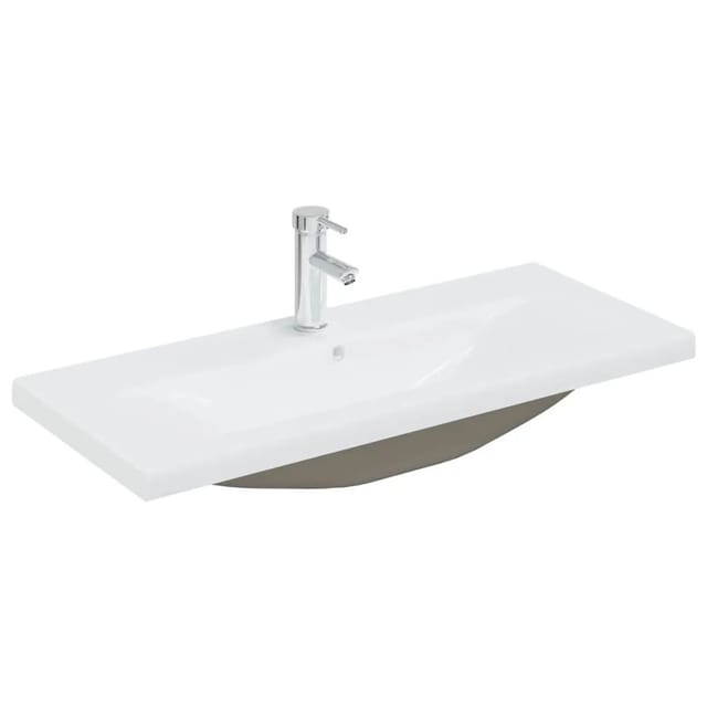 vidaXL Einbauwaschbecken mit Wasserhahn 91x39x18 cm Keramik Weiß 148626