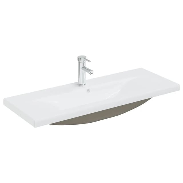 vidaXL Einbauwaschbecken mit Wasserhahn 101x39x18 cm Keramik Weiß 148627