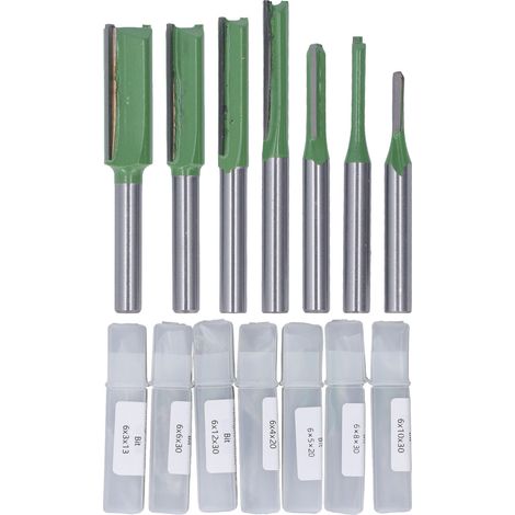 Set Mit 7 Geraden Schaftfräsern Für Die Holzbearbeitung