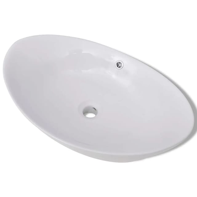 vidaXL Keramik Waschbecken Keramikspülen Überlauf Oval 59 x 38,5 cm 140679