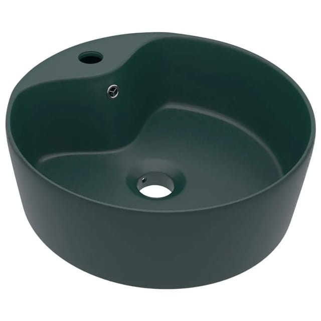 vidaXL Luxus-Waschbecken mit Überlauf Matt Dunkelgrün 36x13 cm Keramik 147036