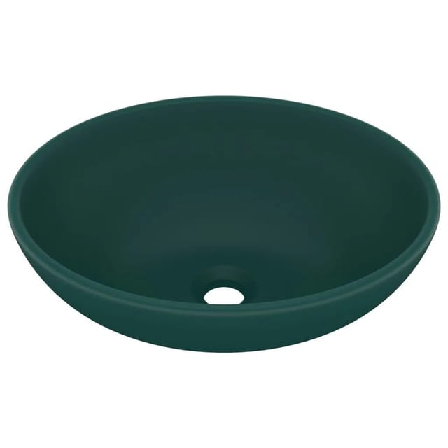 vidaXL Luxuriöses Ovales Waschbecken Matt Dunkelgrün 40x33 cm Keramik 146926